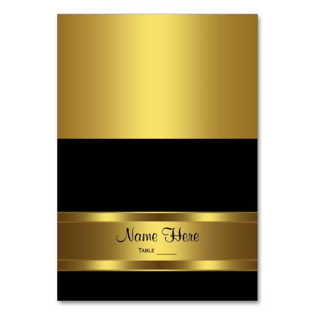 Schwarz-Gold-Sitzkarte Tischnummer (Vorderseite)