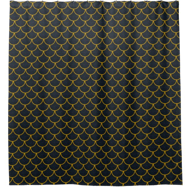 Schwarz-Gold-Skaliermuster Duschvorhang (Vorderseite)