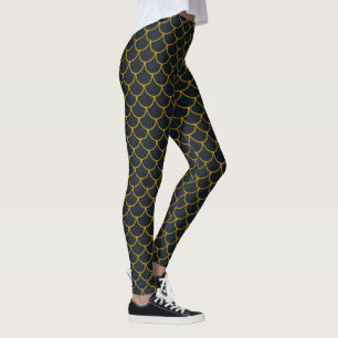 Schwarz-Gold-Skaliermuster Leggings