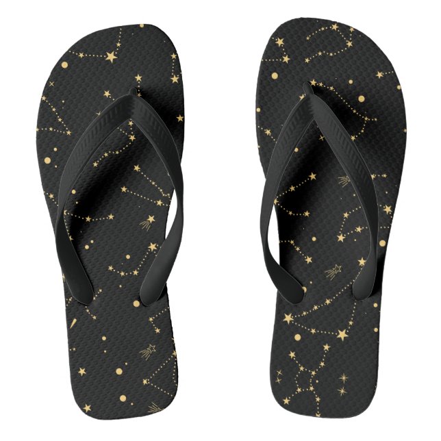 Schwarz-Gold-Sternbilder Flip Flops (Fußbett)