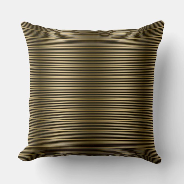 Schwarz-Gold Streifen Muster Kissen (Vorderseite)
