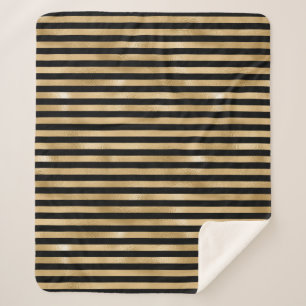 Schwarz-Gold-Streifen Sherpa Blanket Sherpadecke