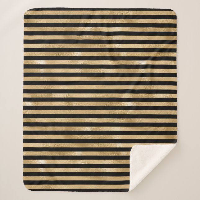 Schwarz-Gold-Streifen Sherpa Blanket Sherpadecke (Vorderseite)