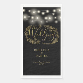 Schwarz-Gold-String-Lichter Blumenzehen Serviette