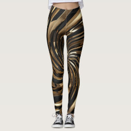 Schwarz-Gold-Swirl Leggings