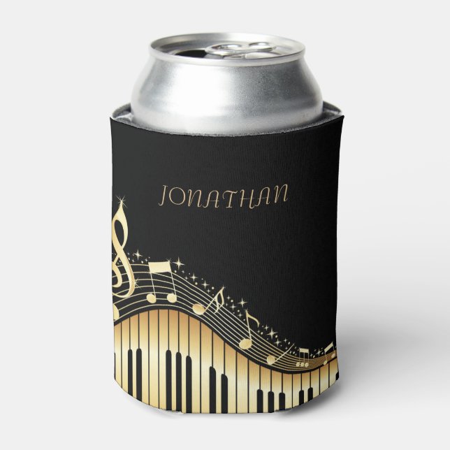 Schwarz-Gold-Tastatur mit Musikhinweisen Dosenkühler (Kanne Vorderseite)
