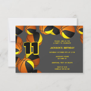 Schwarz Gold Team Farben Basketball Geburtstag Einladung