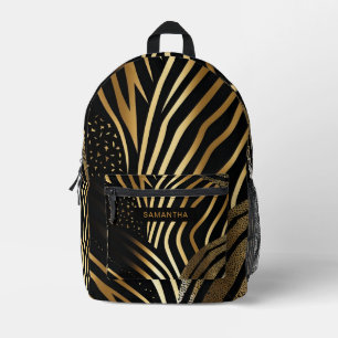 Schwarz-Gold-Tierdruck (3) Bedruckter Rucksack