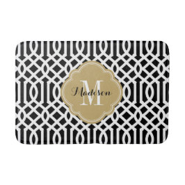 Schwarz-Gold-Trellis-Monogramm Badematte