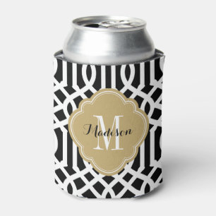 Schwarz-Gold-Trellis-Monogramm Dosenkühler