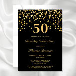 Schwarz-Gold-Typografie 50. Geburtstag Einladung<br><div class="desc">Moderne Schwarz-Gold-Typografie 50. Geburtstagsladen</div>