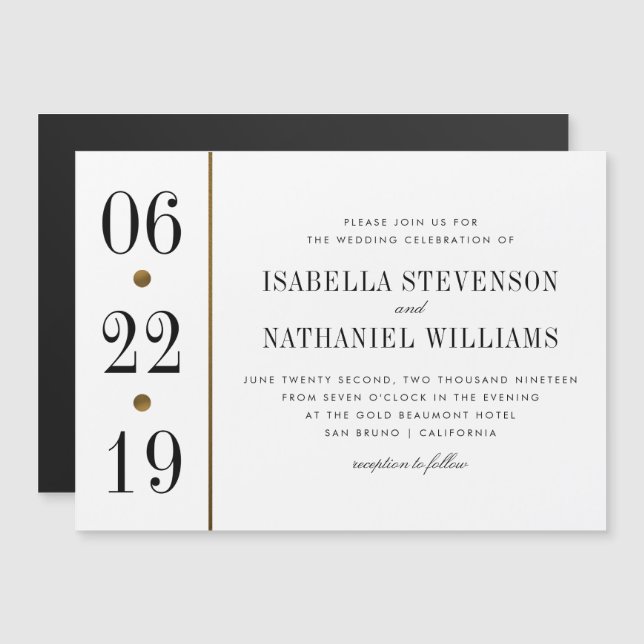 Schwarz-Gold-Typografie | Custom Wedding Magneteinladung (Vorne/Hinten)