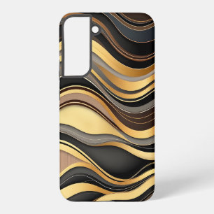 Schwarz-, Gold- und Grauwellenmuster Samsung Galaxy Hülle