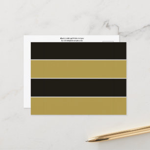 Schwarz, Gold und Weiß Streifen Postkarte