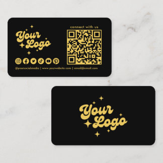 Schwarz-Gold-Verbinden Sie Sich Mit Uns-Logo-QR-Co Visitenkarte