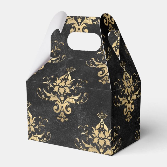 Schwarz-Gold-Vintag-Damaskus-Muster Geschenkschachtel (Vorderseite)