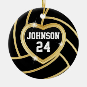 Schwarz-Gold-Volleyball Keramik Ornament