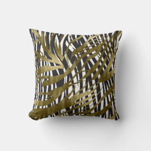Schwarz-Gold-Zebra-Print Safari-Chic-Glamour Kissen