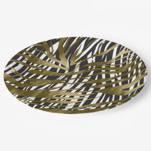 Schwarz & Gold Zebramuster Safari Chic Glamour Pappteller