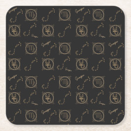 Schwarz & Gold Zodiac Scorpio Sternzeichen Rechteckiger Pappuntersetzer