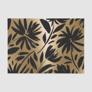 Schwarz-Golden Floral Brush Seidenpapier