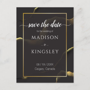 Schwarz & Golden 💡 Modernes, Abstraktes, raues Öl Postkarte