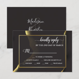Schwarz & Golden 💡 Modernes, Abstraktes, raues Öl RSVP Karte