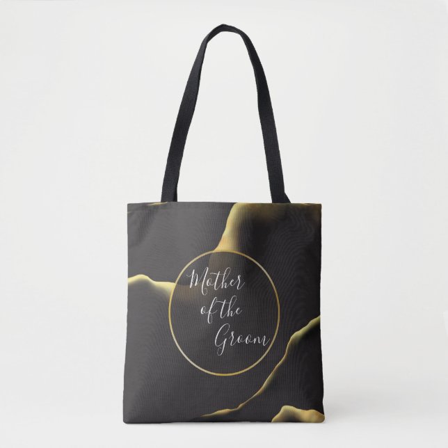 Schwarz & Golden 💡 Modernes, Abstraktes, raues Öl Tasche (Vorderseite)