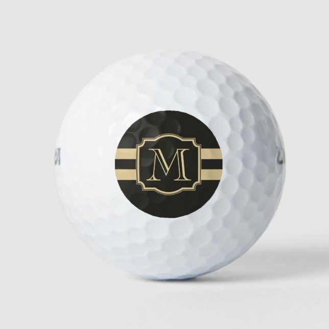 Schwarz-Golden Monogram Golfball (Vorderseite)