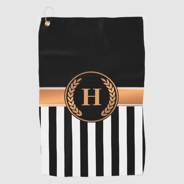 Schwarz-Golden Monogram Golfhandtuch (Vorderseite)