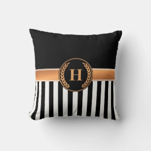 Schwarz-Golden Monogram Kissen