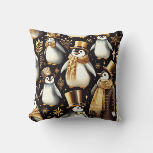 Schwarz-Golden-Pinguin Kissen
