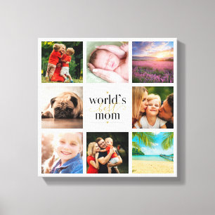 Schwarz-goldene 8er-Foto-Collage Weltbeste Mama Leinwanddruck