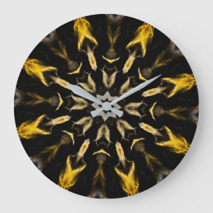 Schwarz-goldene abstrakte Mandala Große Wanduhr
