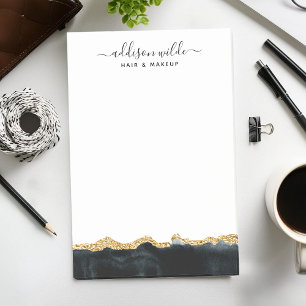 Schwarz-goldene Aquarell-Personalisierung Post-it Klebezettel