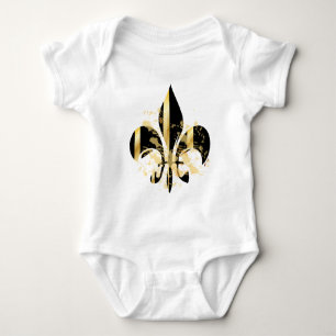 Schwarz-goldene Fleur de Lis Baby Strampler