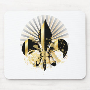 Schwarz-goldene Fleur de Lis Mousepad
