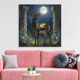 Schwarz-goldene Gazelle Wildlife-Illustration Leinwanddruck