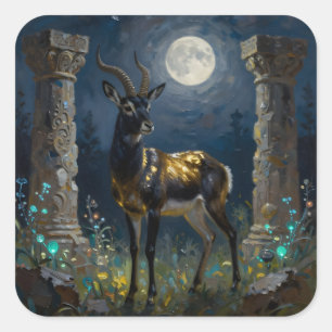 Schwarz-goldene Gazelle Wildtierillustration Quadratischer Aufkleber