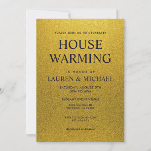 Schwarz-goldene glänzende Glitter-House-Warming Einladung