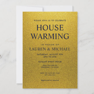 Schwarz-goldene glänzende Glitter-House-Warming Einladung