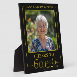 Schwarz-goldene Gratulation zum 60. Geburtstag Fot Fotoplatte