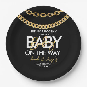 Schwarz-goldene Hip-Hop-Baby-Party Pappteller