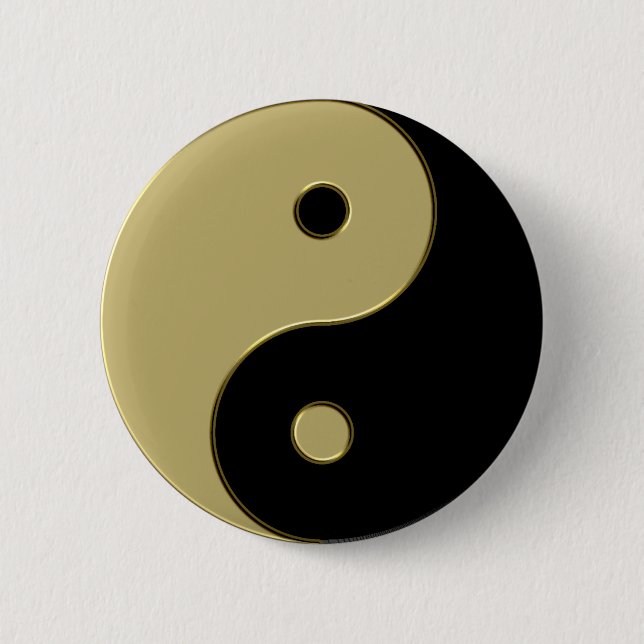 schwarz-goldene Yin-Yang Button (Vorderseite)