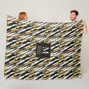 Schwarz-goldener Glitter Weiß Tier Zebra-Muster Fleecedecke
