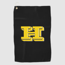 Schwarz-goldener Golf-Towel mit Uni-Letter