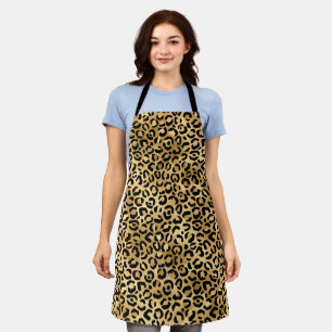 Schwarz-goldener Leoparden Druck Tierprint Gepard  Schürze