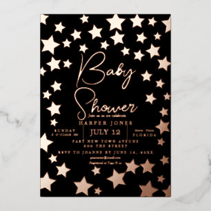 Schwarz-goldener Stern Baby Shower Einladung zum "