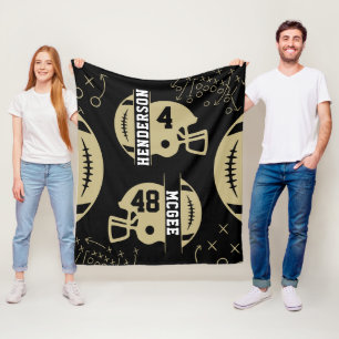 Schwarz-goldenes Football-Spieltag Fleecedecke