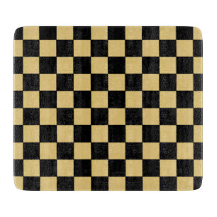 Schwarz-goldenes Schachbrettmuster Schneidebrett